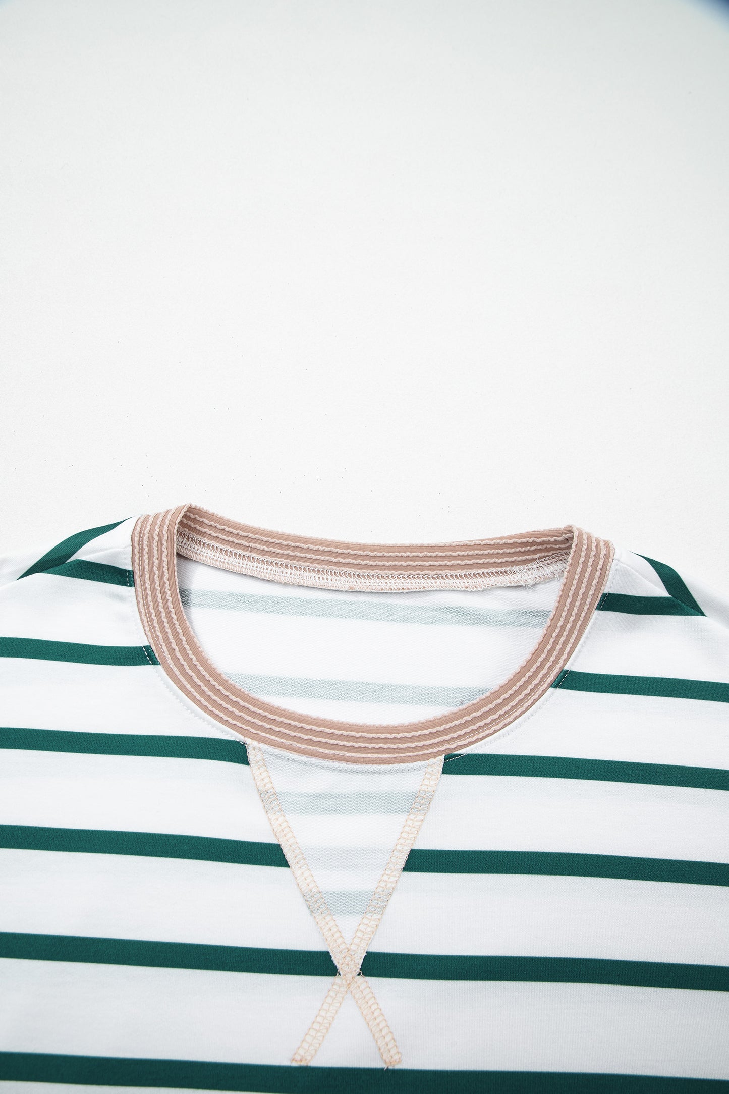 White Striped Contrast-Trim Sweatshirt