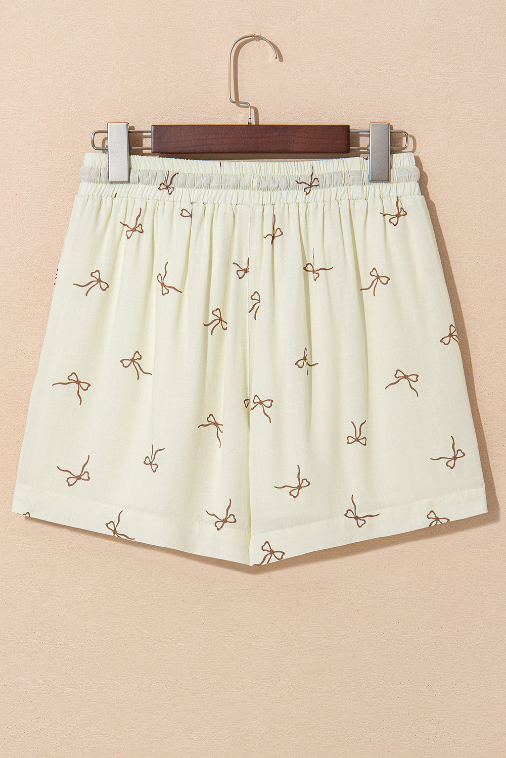 White Bow-Print Drawstring Shorts