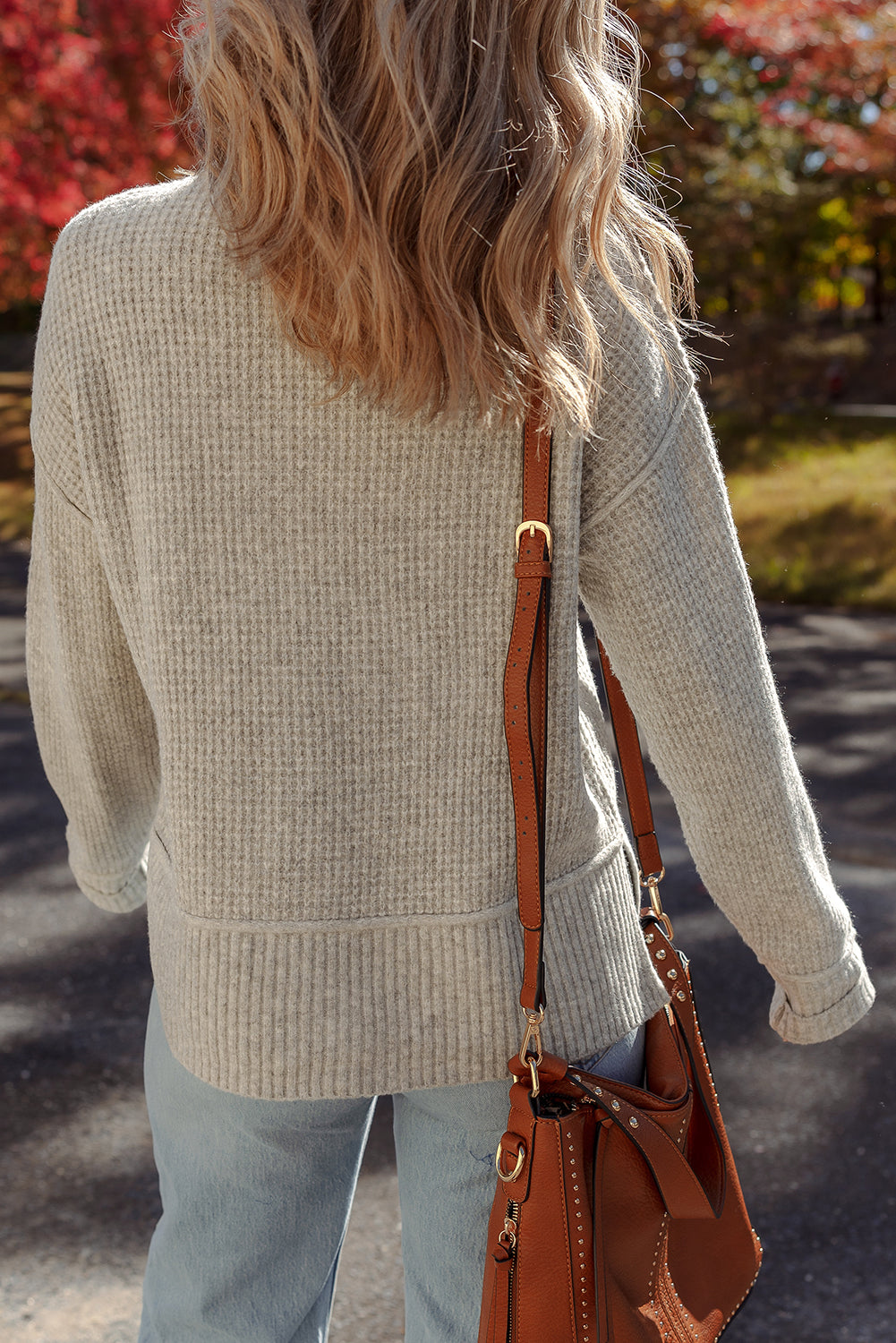 Gray Morn Waffle-Knit High-Neck Sweater