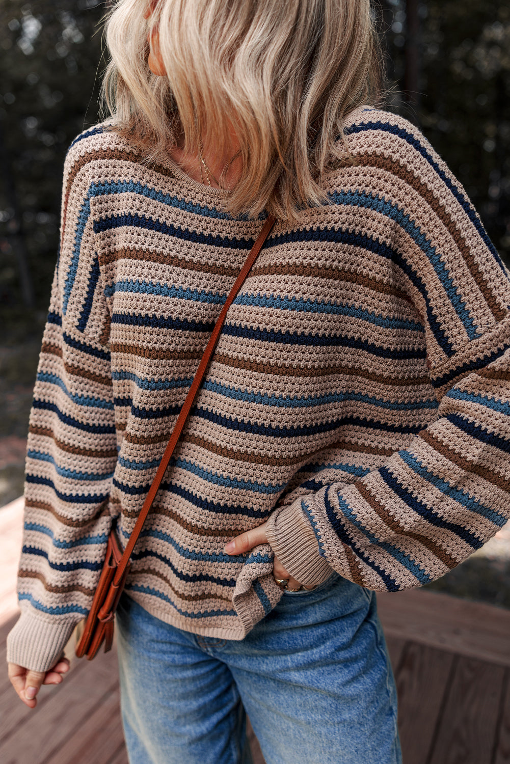 Multicolor Striped Drop-Shoulder Sweater