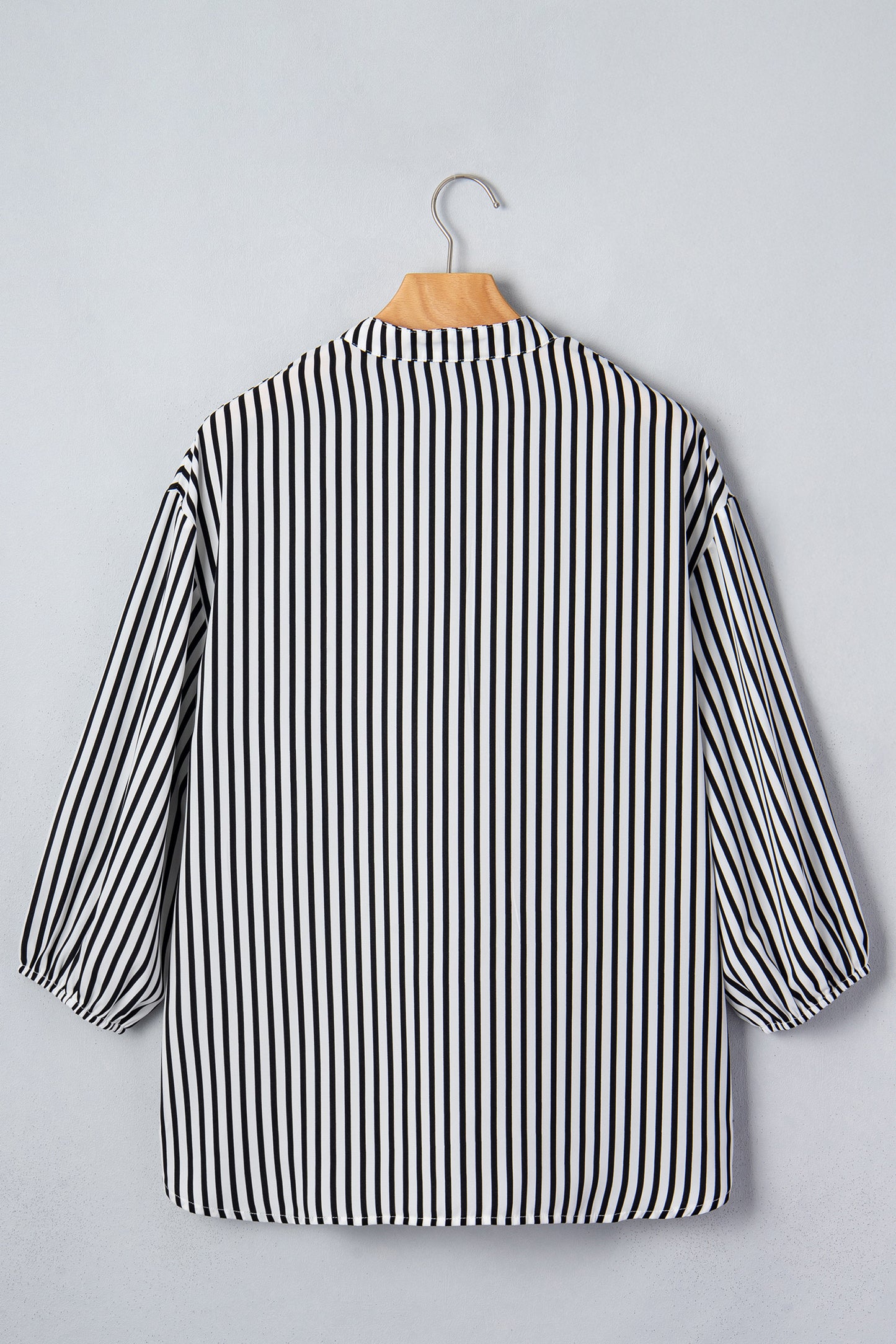 Black Striped Half-Sleeve Button-Up Shirt