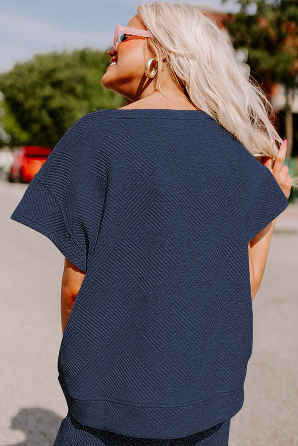 Gray Textured T-Shirt and Pants Set
