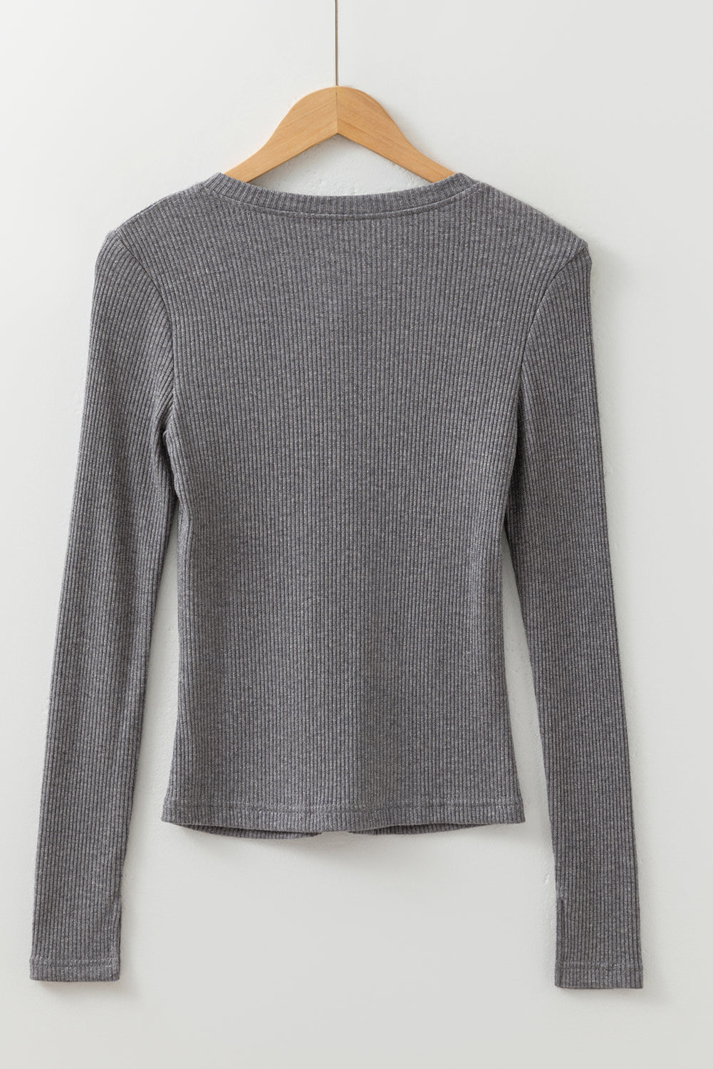 Sleet Gray Ribbed Slim Cardigan