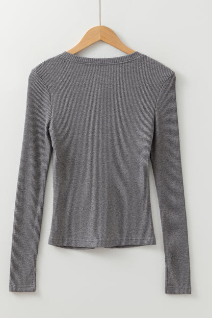 Sleet Gray Ribbed Slim Cardigan