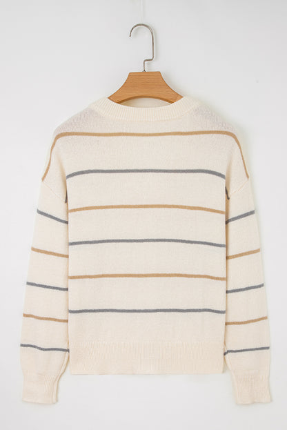 Cream Multicolor Striped Cardigan