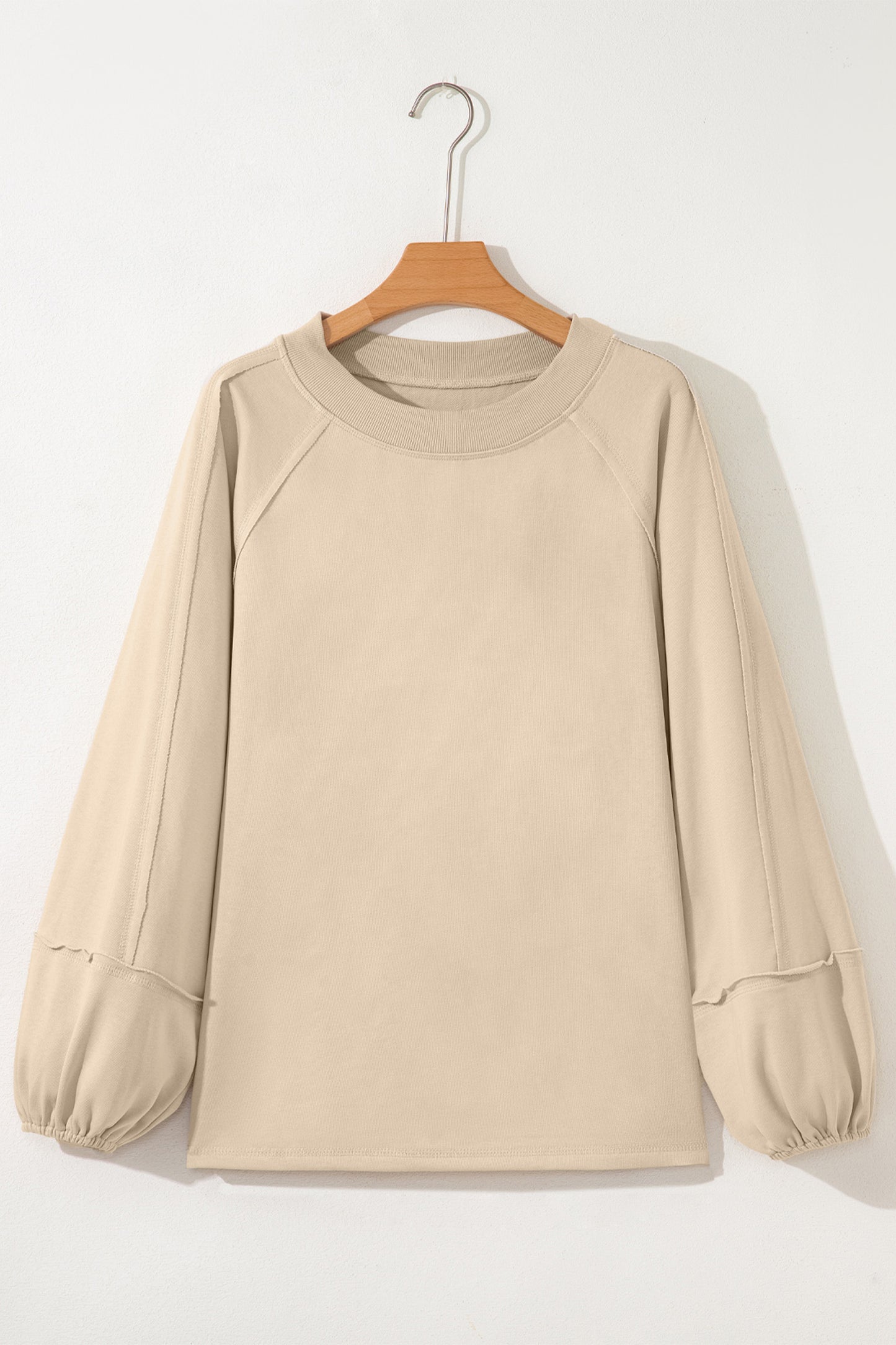 Beige Raw-Seam Oversized Sweatshirt