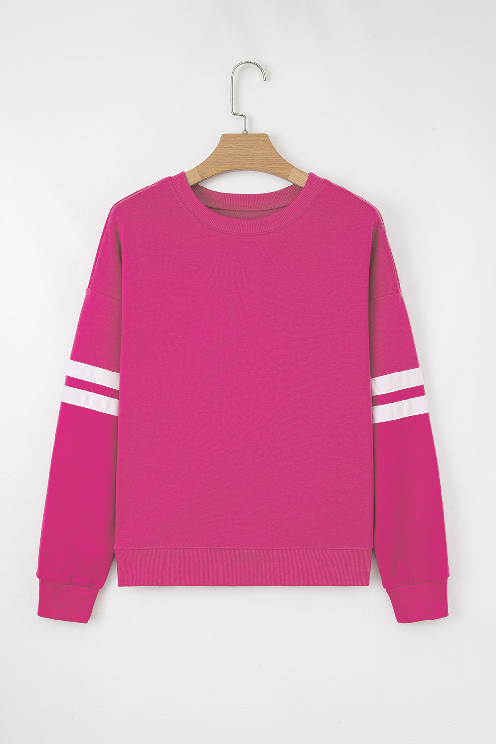 White Varsity Striped Detail Drop-Shoulder Oversized Sweatshirt