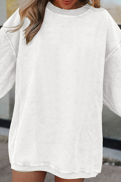 Dark Grey Ribbed Corduroy Oversized Sweatshirt