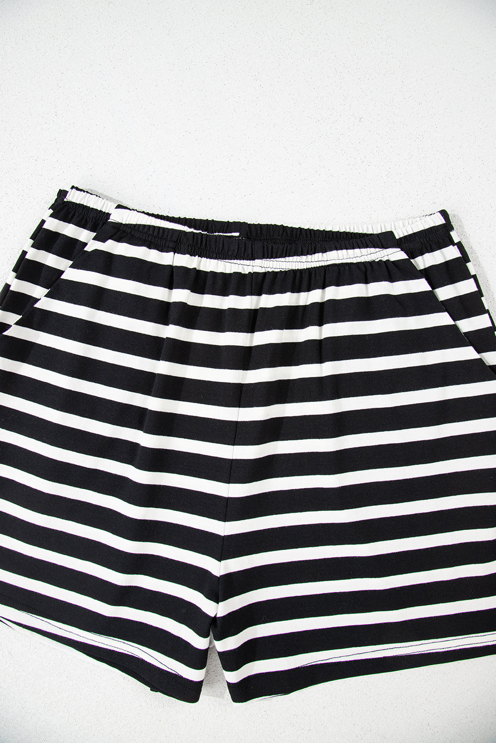 Black & White Stripe Tee & Shorts Set