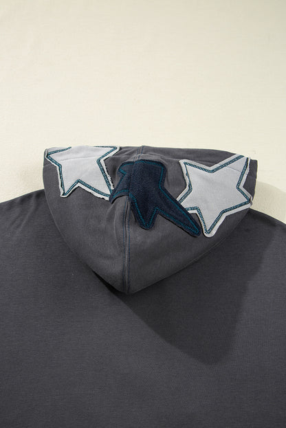 Carbon Gray Star-Appliqué Washed Hoodie