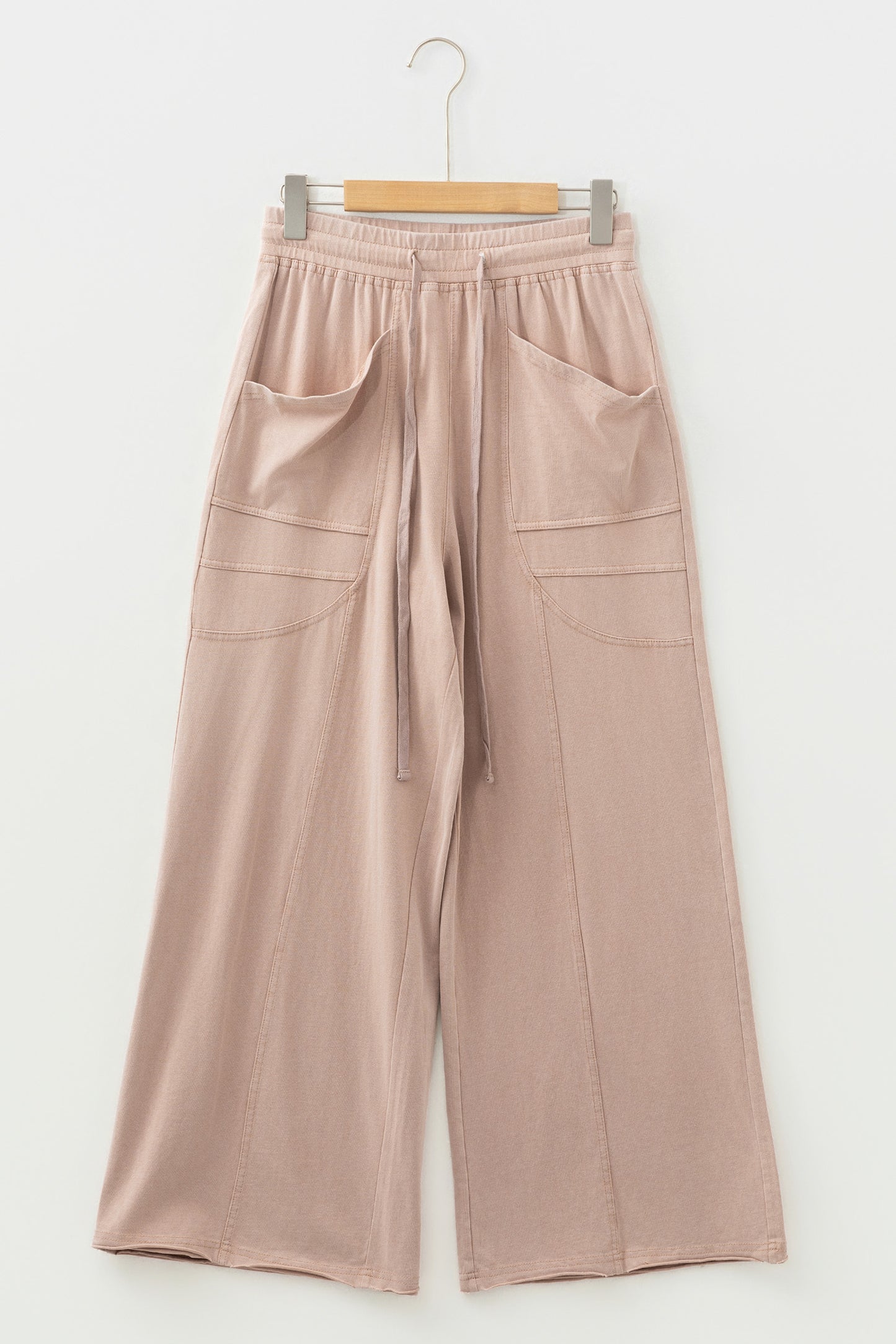 Smoke Gray Mineral-Wash Wide-Leg Pants