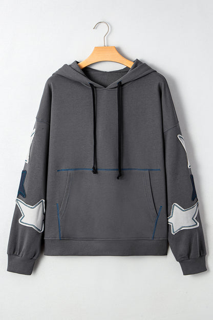 Carbon Gray Star-Appliqué Washed Hoodie
