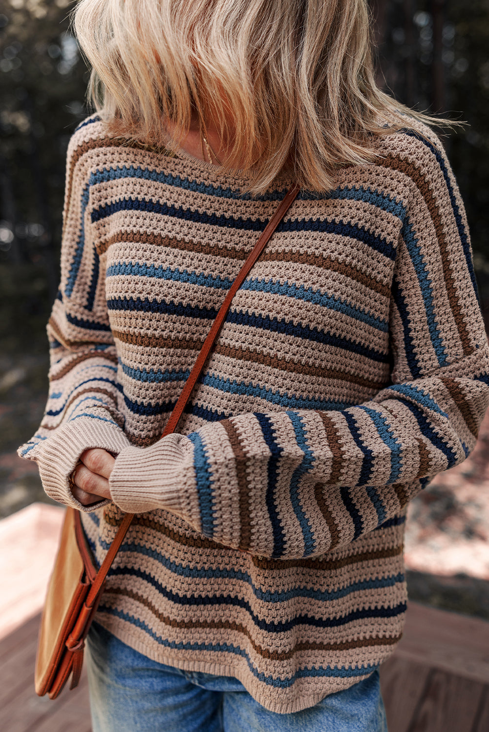 Multicolor Striped Drop-Shoulder Sweater