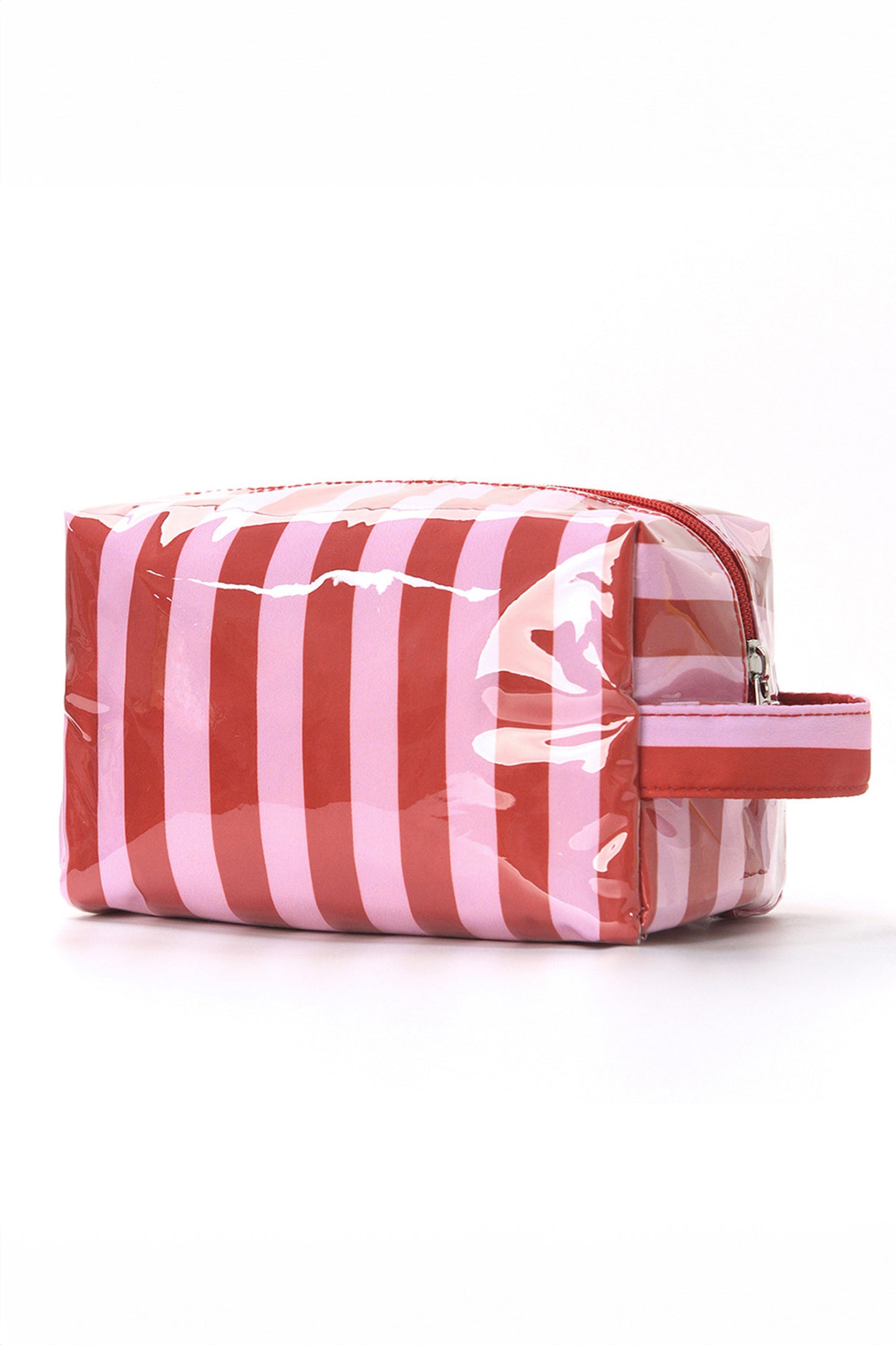 Pink Striped Travel Cosmetic Bag