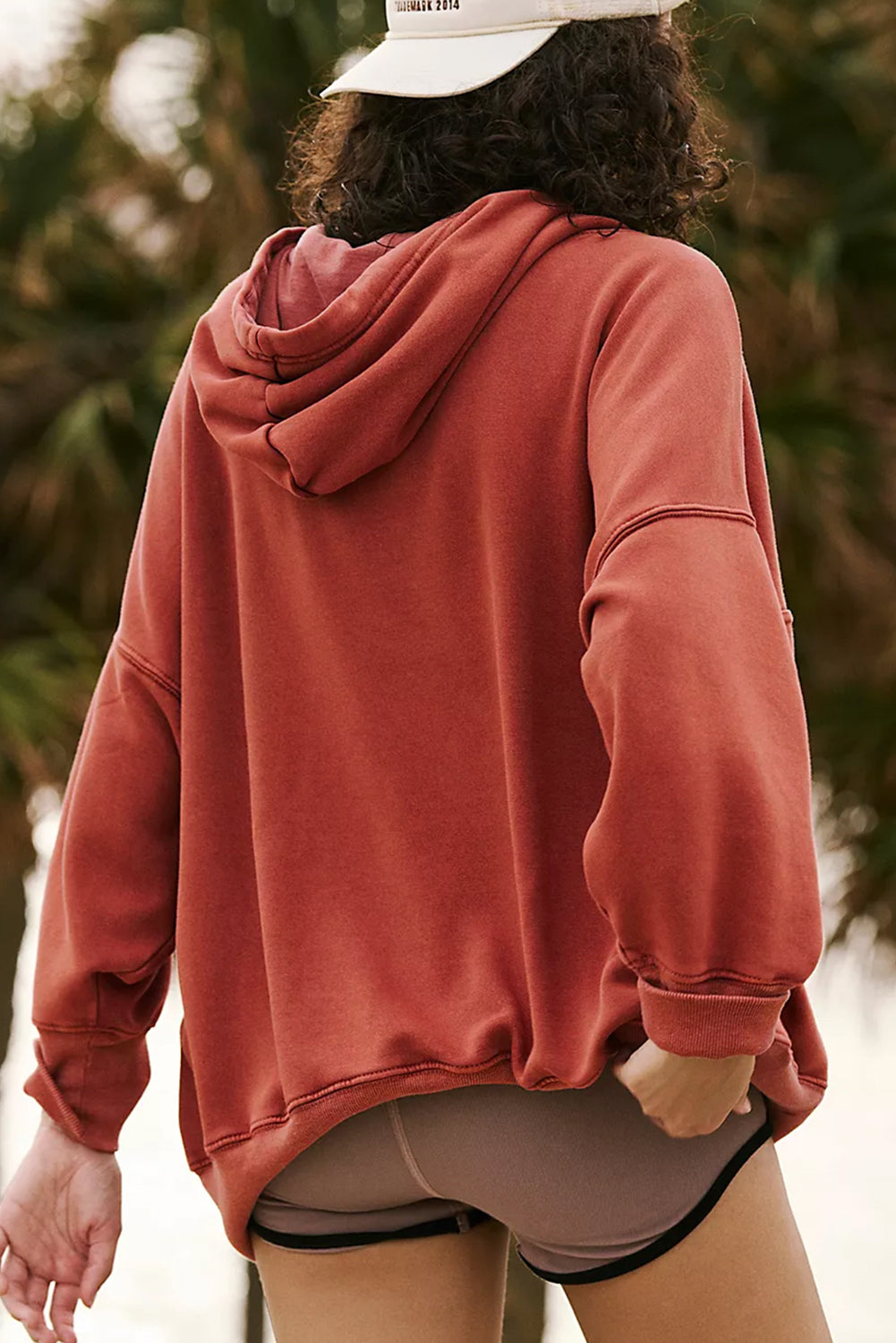 Red Clay Drawstring Oversized Hoodie