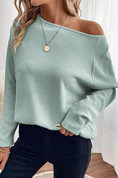 Moonlight Jade Textured Raglan Knit Top