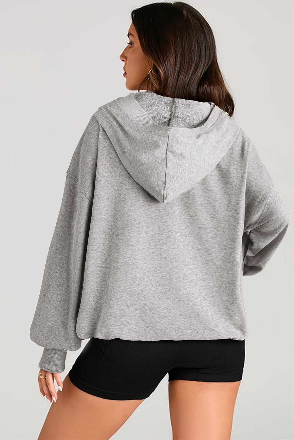 Light Gray Half-Zip Oversized Hoodie