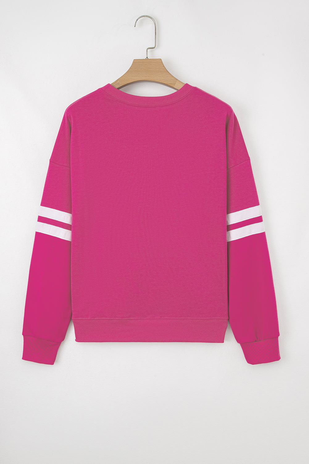 White Varsity Striped Detail Drop-Shoulder Oversized Sweatshirt