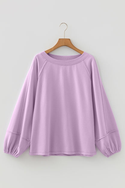 Beige Raw-Seam Oversized Sweatshirt