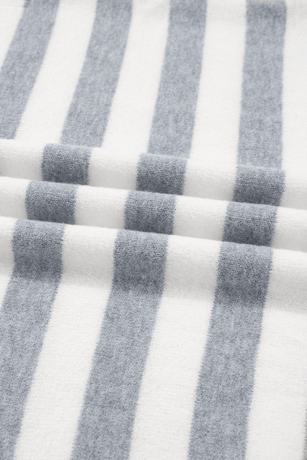 Gray Striped Button-Detail Tunic Sweater
