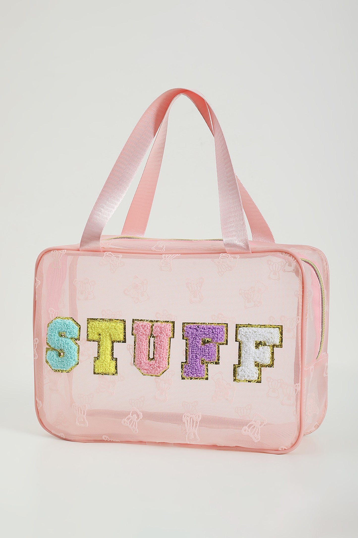 Black STUFF Teddy-Bear Graphic Makeup Bag