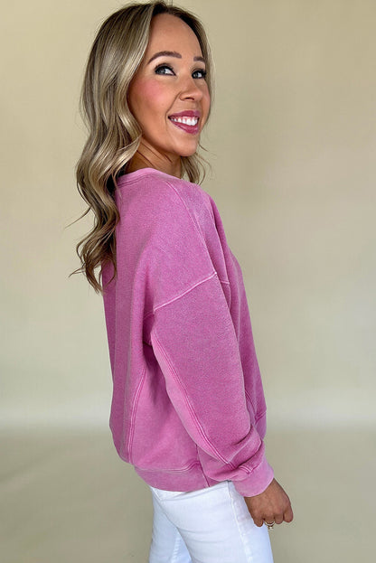 Skobeloff Solid Notched Neck Drop-Shoulder Sweatshirt