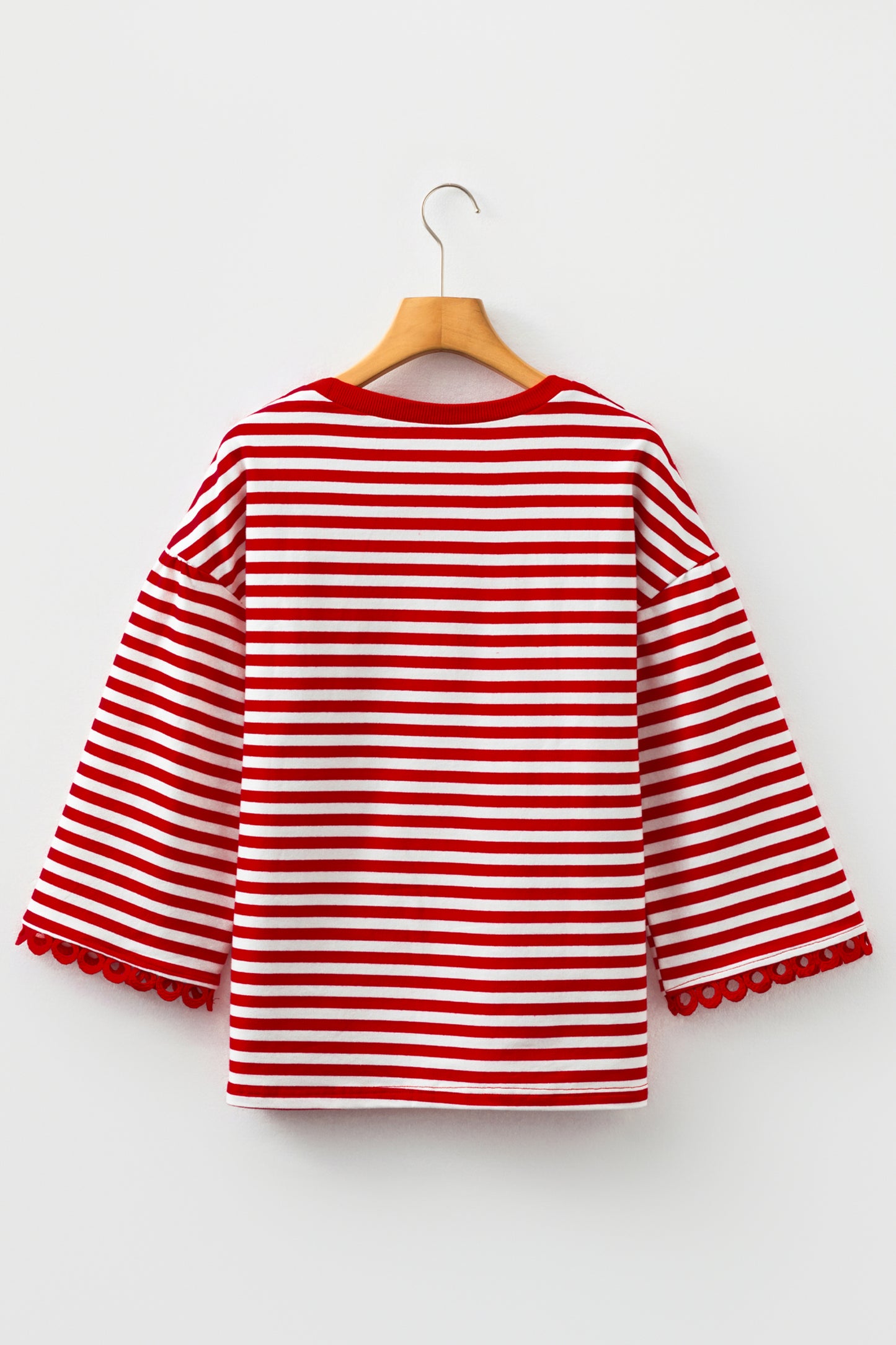 Racing Red Striped Lace-Trim Top