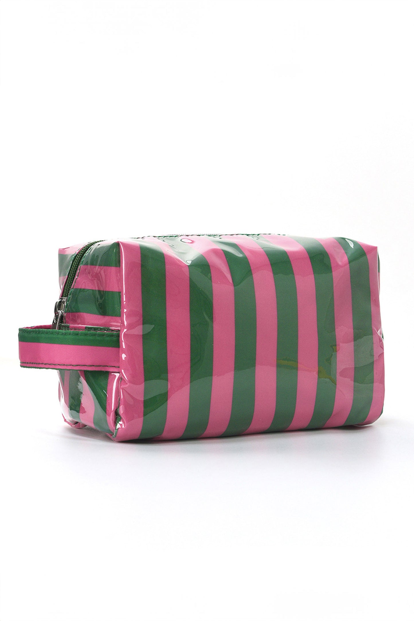 Pink Striped Travel Cosmetic Bag