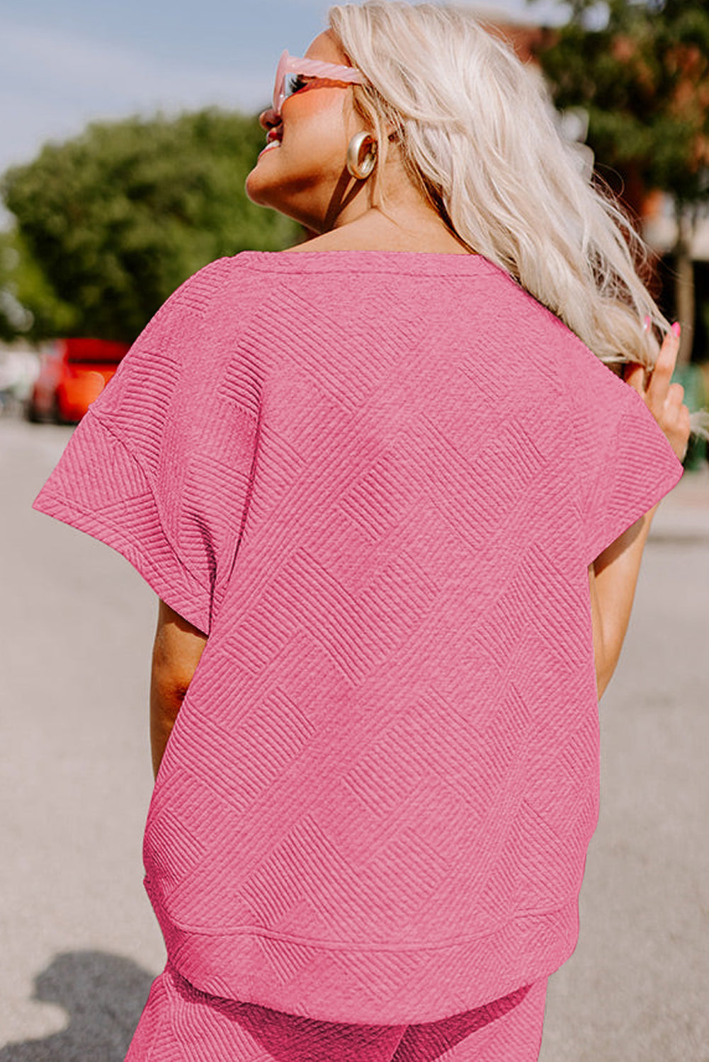 Gray Textured T-Shirt and Pants Set