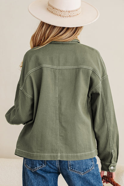 Smoke Green Boyfriend Denim Jacket