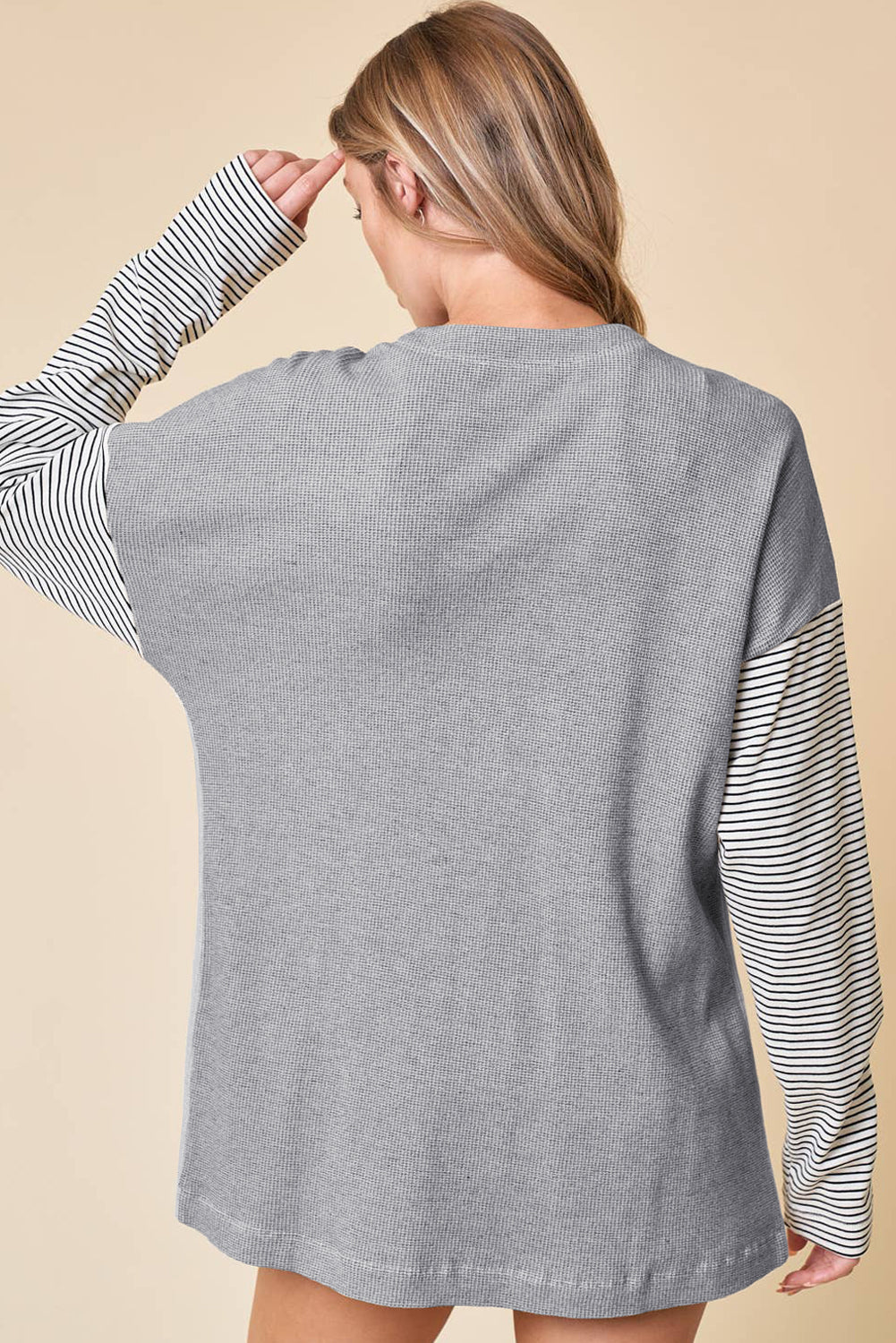 Black Stripe Color-Block Open-Front Cardigan
