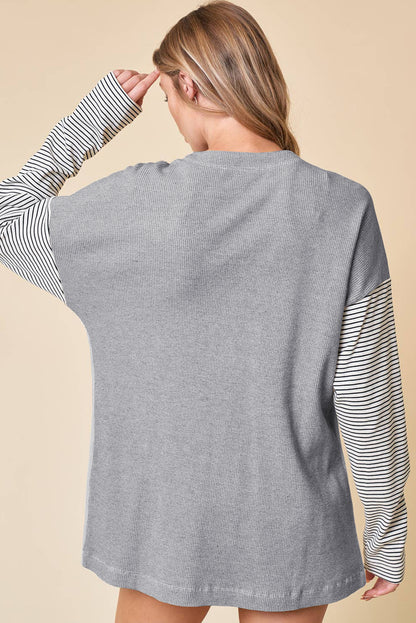 Black Stripe Color-Block Open-Front Cardigan
