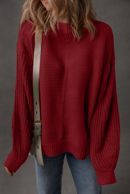 Dusty Blue Front-Seam Relaxed Sweater