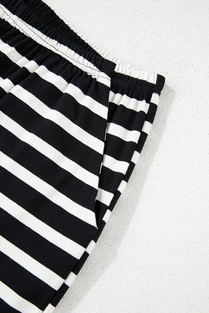 Black & White Stripe Tee & Shorts Set