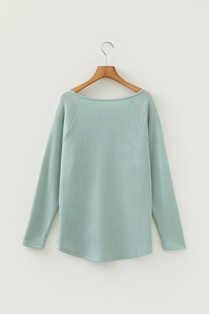 Moonlight Jade Textured Raglan Knit Top