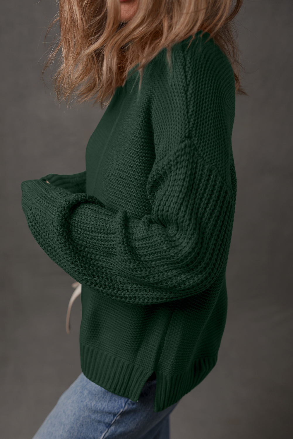 Dusty Blue Front-Seam Relaxed Sweater