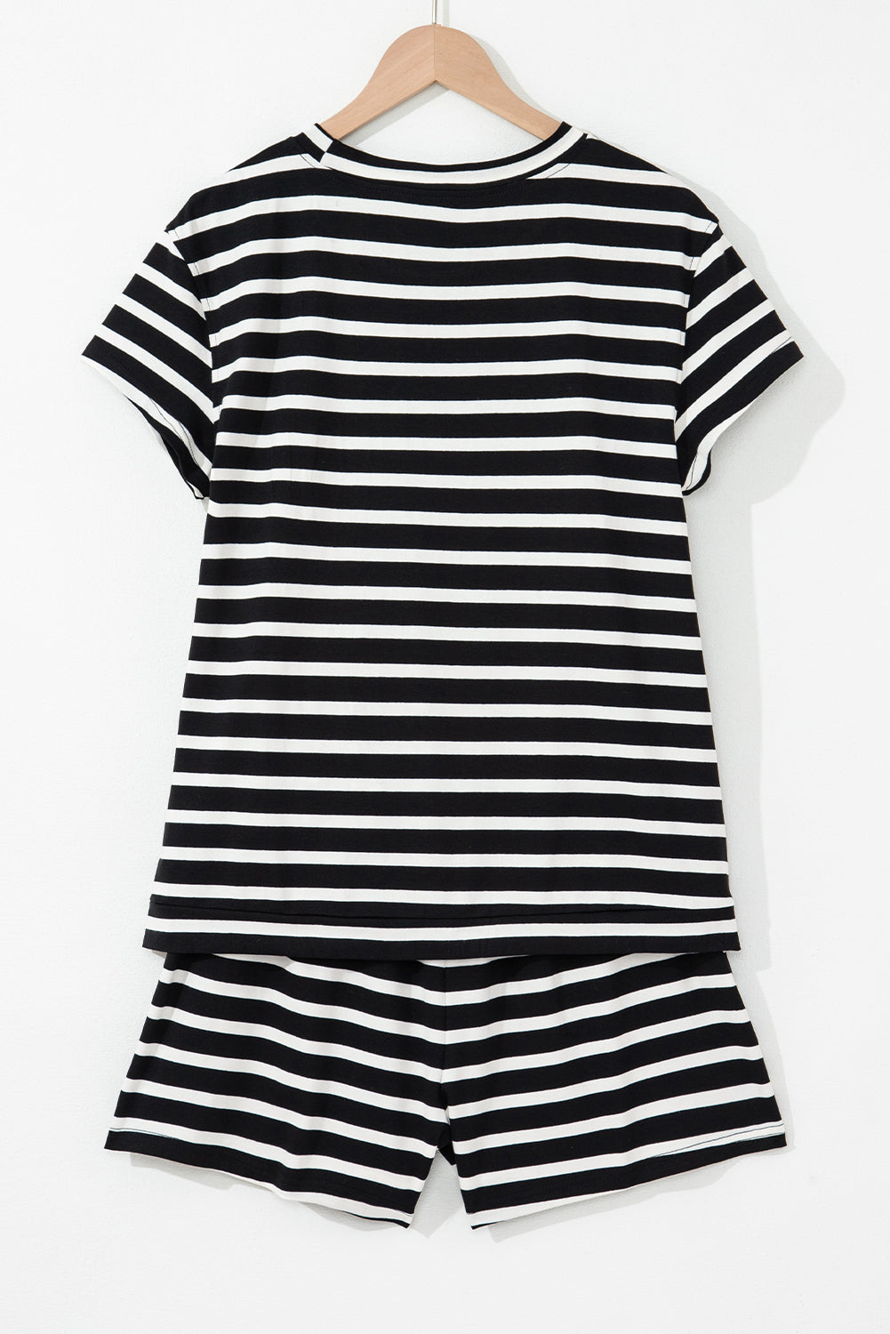 Black & White Stripe Tee & Shorts Set