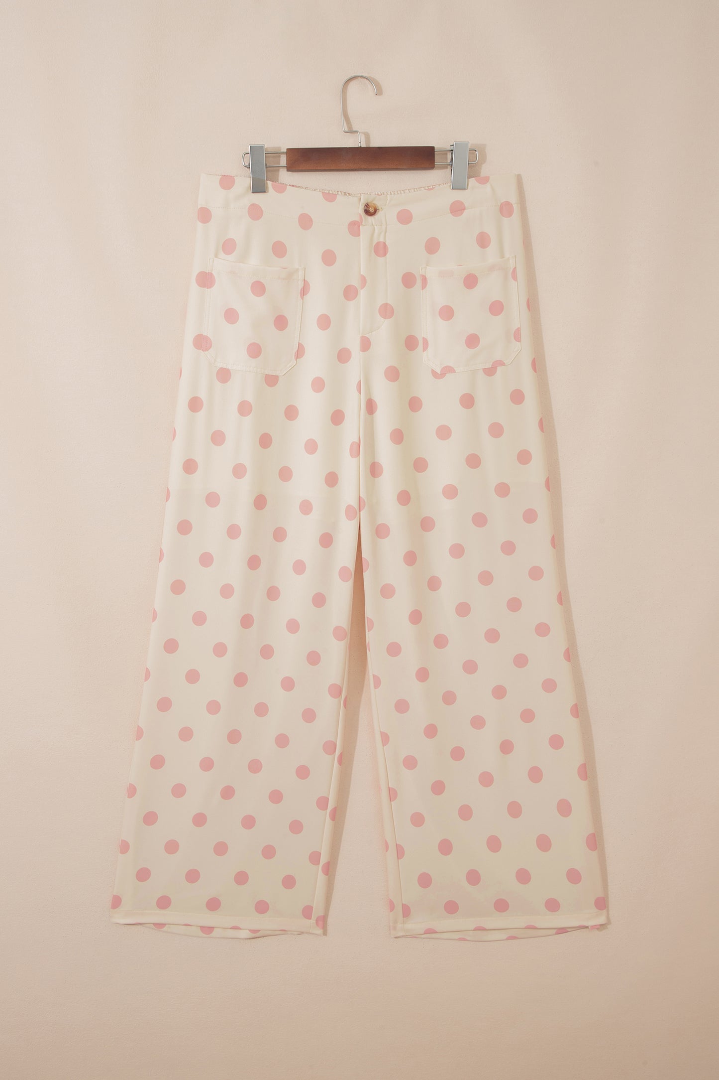 White Polka-Dot Straight-Leg Pants